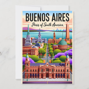 Vintage Buenos Aires Argentina Retro Illustration  Holiday Card