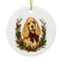 Vintage Buff Cocker Spaniel Christmas Ornament