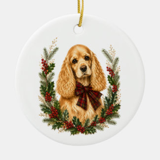 Vintage Buff Cocker Spaniel Christmas Ornament