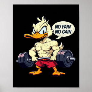Vintage Buff Duck No Pain No Gain Gym Workout Cart Poster
