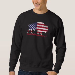 Vintage Buffalo American Flag Retro Bison Patrioti Sweatshirt