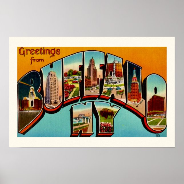 Vintage Buffalo New York Postcard Print (Front)
