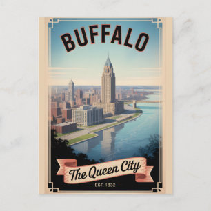 Vintage Buffalo New York Retro Travel Poster Holiday Postcard