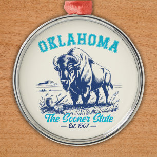 Vintage Buffalo Oklahoma Souvenir Design Metal Tree Decoration