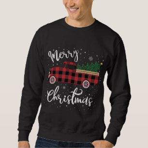 Vintage Buffalo Plaid Red Truck Merry Christmas Sweatshirt