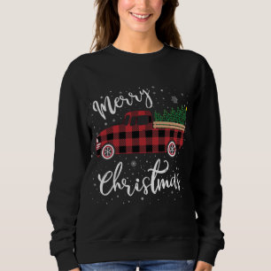 Vintage Buffalo Plaid Red Truck Merry Christmas Sweatshirt