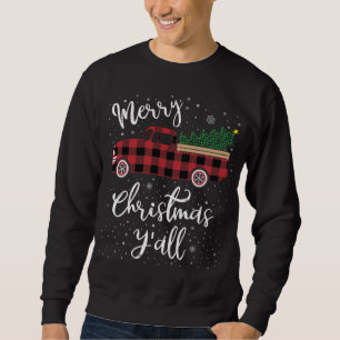 Vintage Buffalo Plaid Red Truck Merry Christmas Y' Sweatshirt