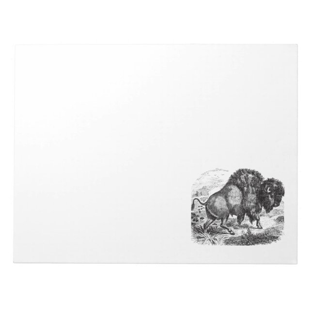 Vintage Buffalo Retro Bison Animal Illustration Notepad (Front)