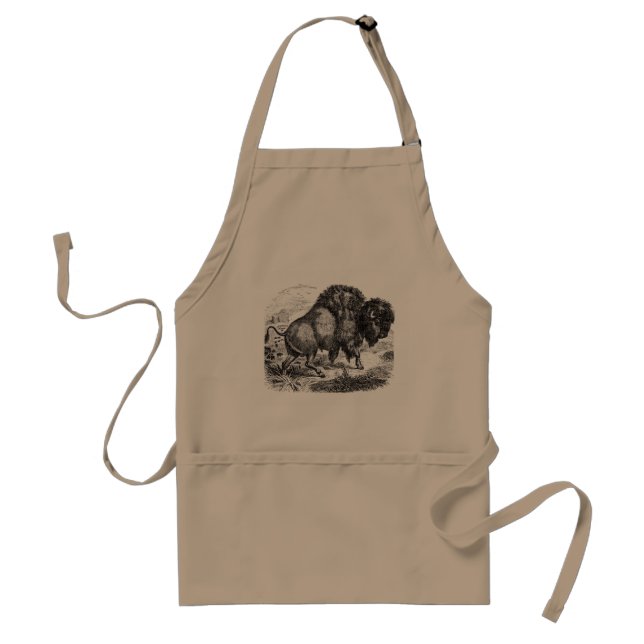 Vintage Buffalo Retro Bison Animal Illustration Standard Apron (Front)
