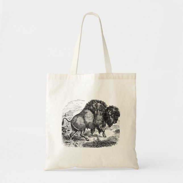 Vintage Buffalo Retro Bison Animal Illustration Tote Bag (Front)