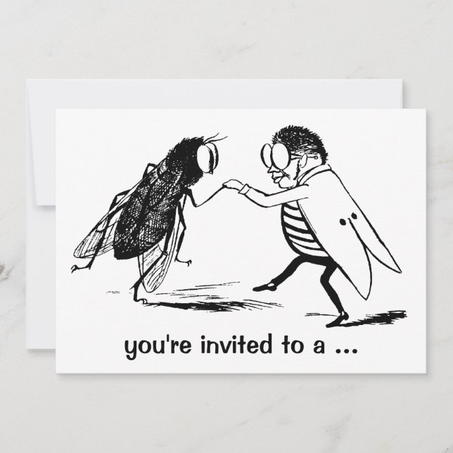Vintage Bugs Fly Insects Dancing Birthday Party Invitation (Front)