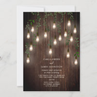 Vintage Bulbs Botanical Rustic Wood Wedding
