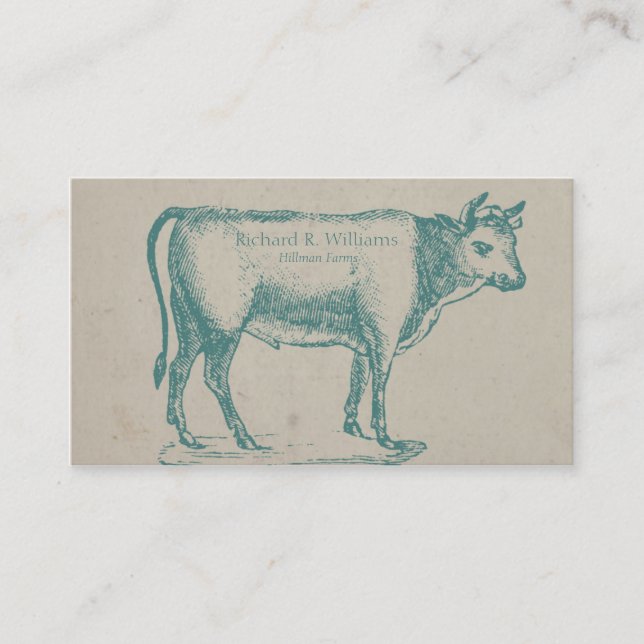 Vintage Bull Cow Business Card (Front)