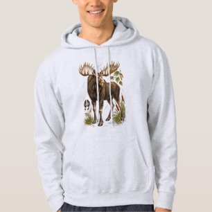 Vintage Bull Moose Field Guide Wildlife Art Hoodie