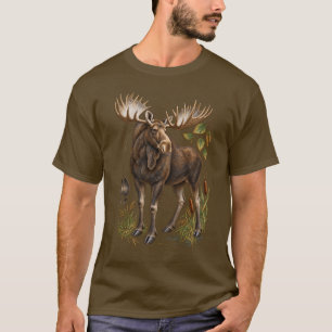 Vintage Bull Moose Field Guide Wildlife Art T-Shirt