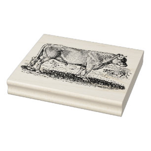 Vintage Bull on Farm Rubber Art Stamp