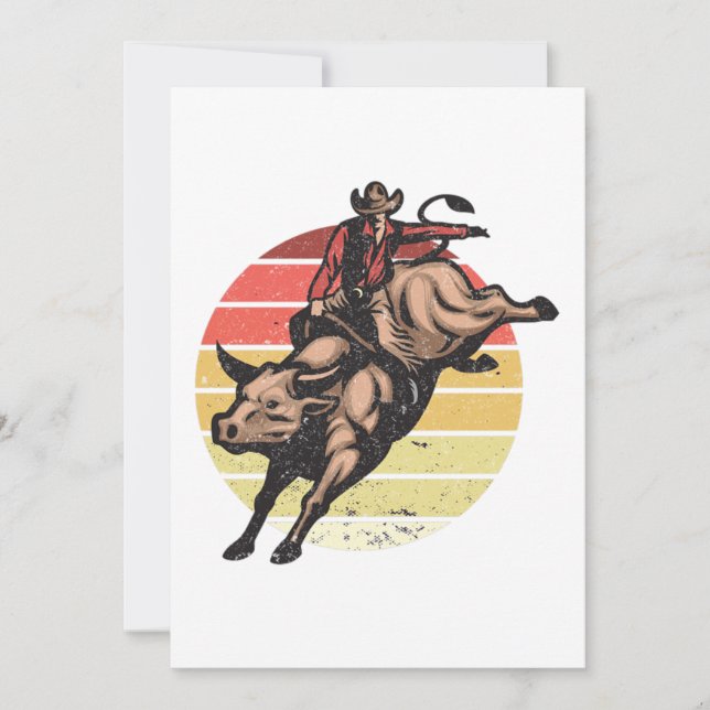 Vintage Bull Riding Cowboy Country Rodeo Gift Invitation (Front)