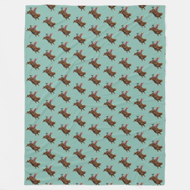 Vintage bull riding cowboy fleece blanket (Front)