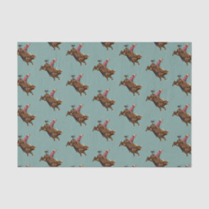 Vintage bull riding cowboy tissue paper