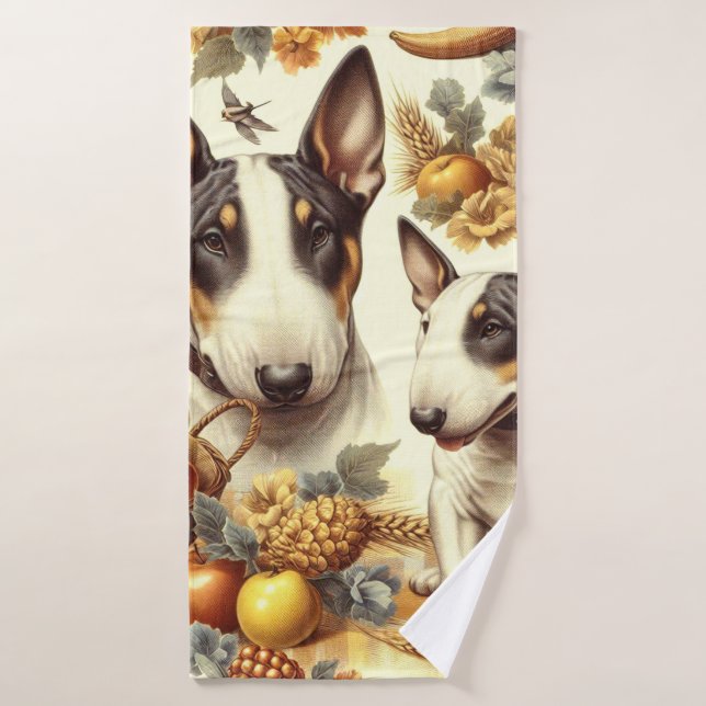 Vintage Bull Terrier Painting Bath Towel (Bath Towel)