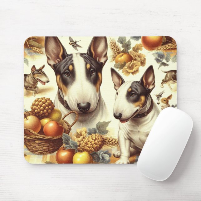 Vintage Bull Terrier Painting Mouse Mat (With Mouse)
