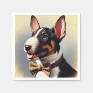 Vintage Bull Terrier Painting Portrait Napkin