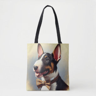 Vintage Bull Terrier Painting Portrait Tote Bag