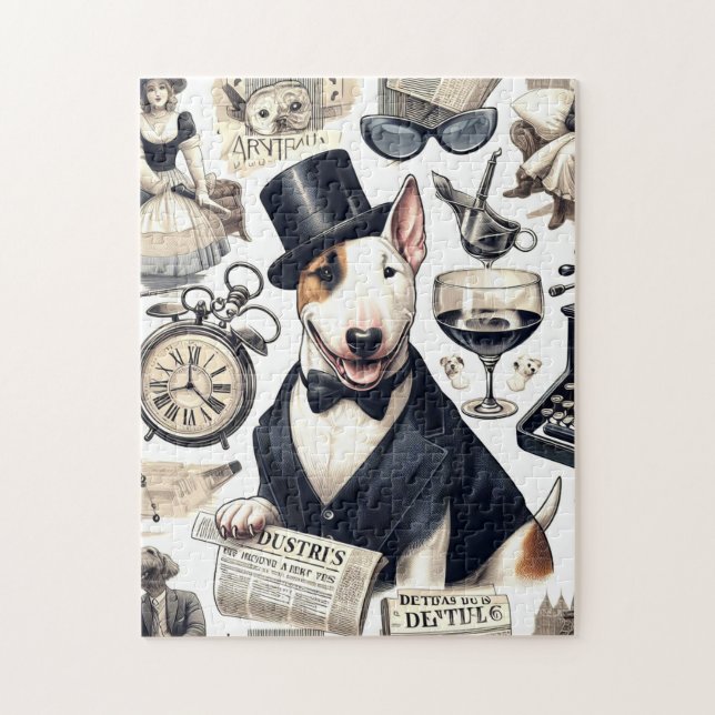 Vintage Bull Terrier Pattern Jigsaw Puzzle (Vertical)