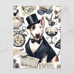 Vintage Bull Terrier Pattern Postcard