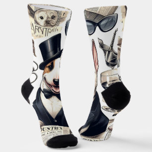 Vintage Bull Terrier Pattern Socks