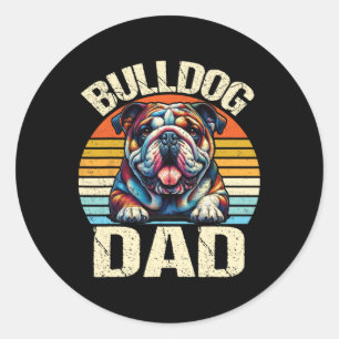 Vintage Bulldog Dad Dog Lovers Daddy Father&#; s D Classic Round Sticker