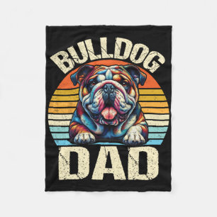 Vintage Bulldog Dad Dog Lovers Daddy Father&# s D Fleece Blanket