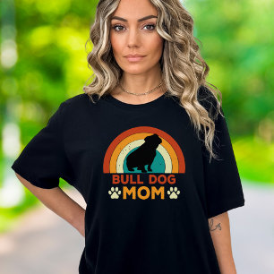 Vintage Bulldog Dog Mum Sunset T Shirt