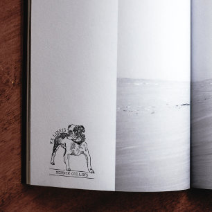 Vintage Bulldog Ex Libris Library Book Rubber Stamp