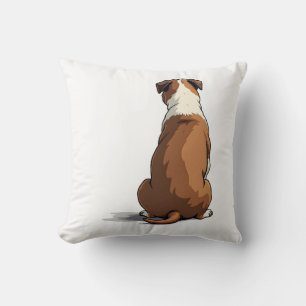 Vintage Bulldog Rear View Illustration Dog Lover G Cushion