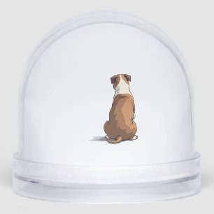 Vintage Bulldog Rear View Illustration Dog Lover G Snowglobe