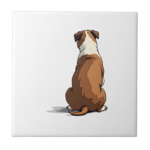 Vintage Bulldog Rear View Illustration Dog Lover G Tile