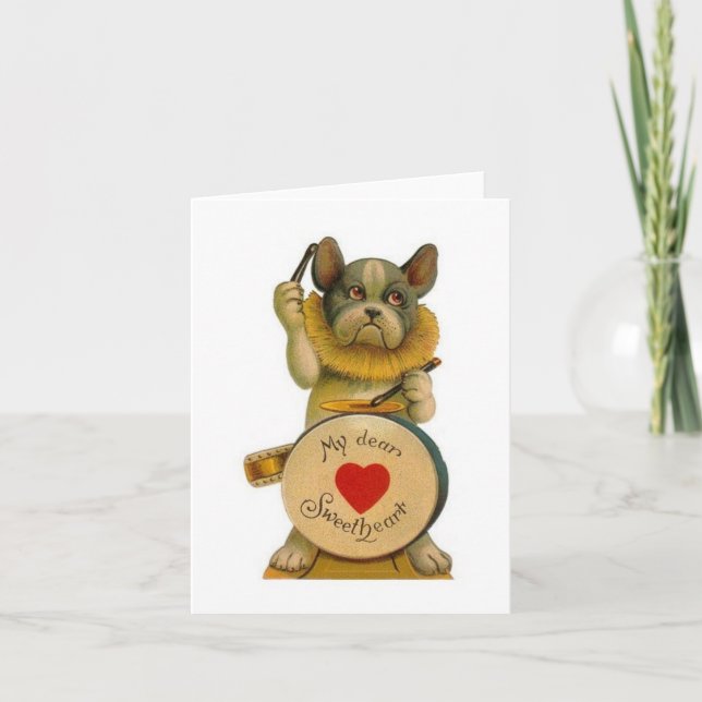 Vintage Bulldog Valentine's Day Card (Front)