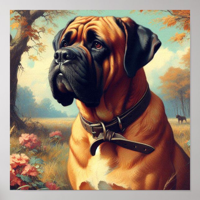 Vintage Bullmastiff Painting Poster (Front)