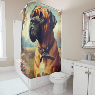 Vintage Bullmastiff Painting Shower Curtain