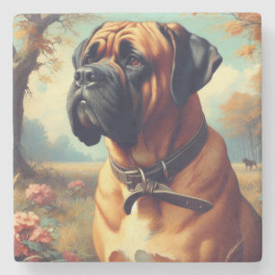 Vintage Bullmastiff Painting Stone Coaster