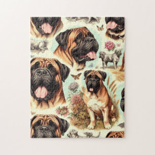 Vintage Bullmastiff Seamless Jigsaw Puzzle
