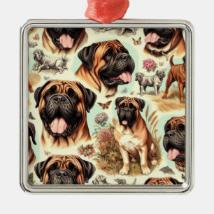 Vintage Bullmastiff Seamless Metal Tree Decoration