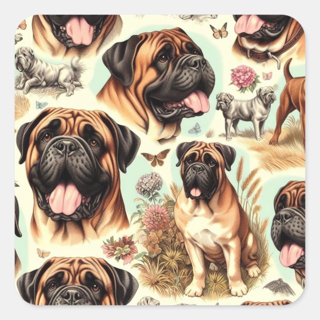 Vintage Bullmastiff Seamless Square Sticker (Front)
