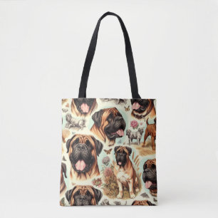 Vintage Bullmastiff Seamless Tote Bag