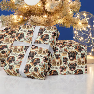 Vintage Bullmastiff Seamless Wrapping Paper