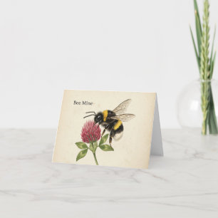 Vintage Bumble Bee Be Mine Elegant Valentine's Day Card