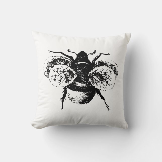 Vintage Bumble Bee Pillow (Front)
