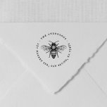 Vintage Bumble Bee Round Name & Return Address Self-inking Stamp<br><div class="desc">An elegant, simple design with a bumble bee illustration and your name and contact information in circular typography. These stamps are perfect for personal mail, professional mail, books, scrapbooks, favour bags, and more! Easily edit these stamps by clicking on "personalise" and changing the text in the template boxes. No minimum...</div>
