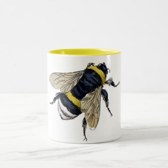 Vintage Bumble Bee Two-Tone Coffee Mug (Center)